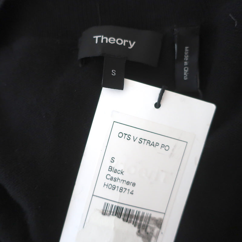 Theory Cold Shoulder Cashmere Sweater Black Size Small V-Neck Pullover NEW