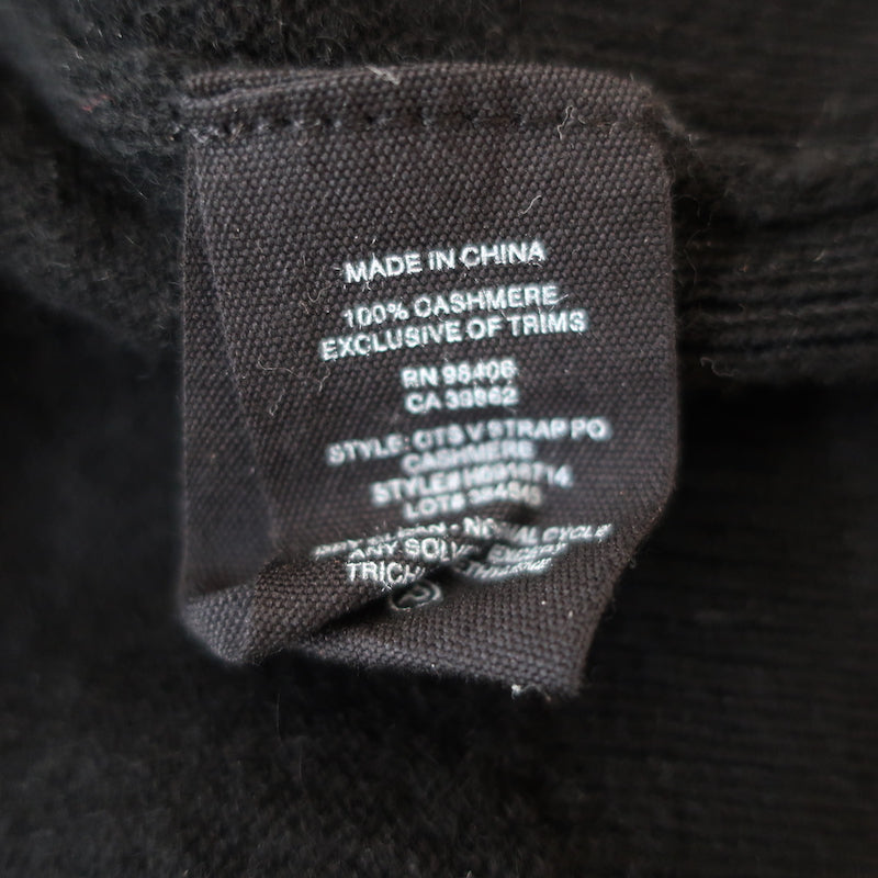 Theory Cold Shoulder Cashmere Sweater Black Size Small V-Neck Pullover NEW
