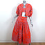 Alexis Embroidered Linen Crop Top Jacket & Skirt Set Orange Size Extra Small