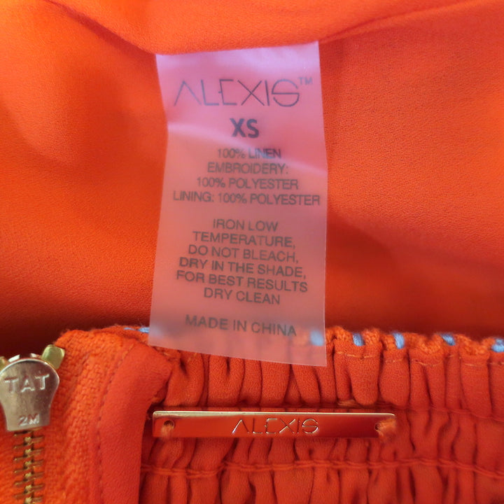 Alexis Embroidered Linen Crop Top Jacket &amp; Skirt Set Orange Size Extra Small