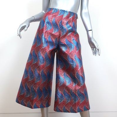Gucci Garden One of a Kind Cropped Wide Leg Pants Red/Blue Lurex Size 2