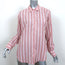 Xirena Beau Shirt Pink Metallic Striped Cotton Size Small Long Sleeve Top