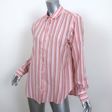 Xirena Beau Shirt Pink Metallic Striped Cotton Size Small Long Sleeve Top