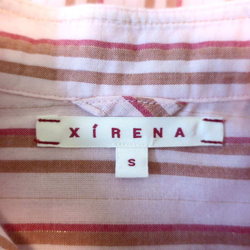 Xirena Beau Shirt Pink Metallic Striped Cotton Size Small Long Sleeve Top
