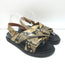 Marni Fussbett Sandals Beige Snake-Print Leather Size 41 Slingback Flats NEW