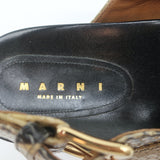 Marni Fussbett Sandals Beige Snake-Print Leather Size 41 Slingback Flats NEW