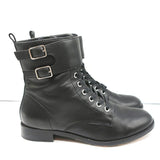 Gianvito Rossi Lagarde Combat Boots Black Leather Size 38 Flat Ankle Boots