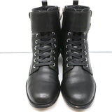 Gianvito Rossi Lagarde Combat Boots Black Leather Size 38 Flat Ankle Boots