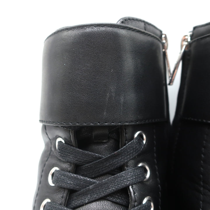 Gianvito Rossi Lagarde Combat Boots Black Leather Size 38 Flat Ankle Boots