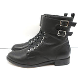 Gianvito Rossi Lagarde Combat Boots Black Leather Size 38 Flat Ankle Boots