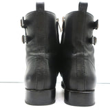 Gianvito Rossi Lagarde Combat Boots Black Leather Size 38 Flat Ankle Boots
