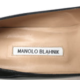 Manolo Blahnik BB 50 Pumps Black Patent Leather Size 40 Pointed Toe Kitten Heel