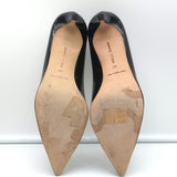 Manolo Blahnik BB 50 Pumps Black Patent Leather Size 40 Pointed Toe Kitten Heel