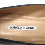 Manolo Blahnik BB 50 Kitten Heel Pumps Navy Metallic Patent Leather Size 40 NEW