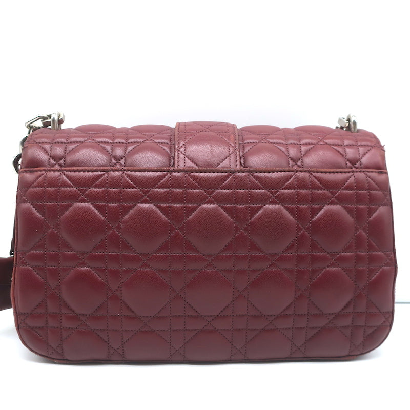 Christian Dior Miss Dior Long Chain Medium Flap Bag Burgundy Cannage Leather
