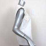 SEA Lace Applique Tee Zandra White Cotton Size Small Sleeveless Top