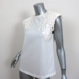 SEA Lace Applique Tee Zandra White Cotton Size Small Sleeveless Top