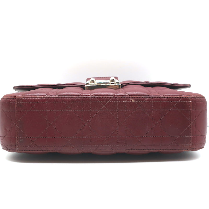 Christian Dior Miss Dior Long Chain Medium Flap Bag Burgundy Cannage Leather