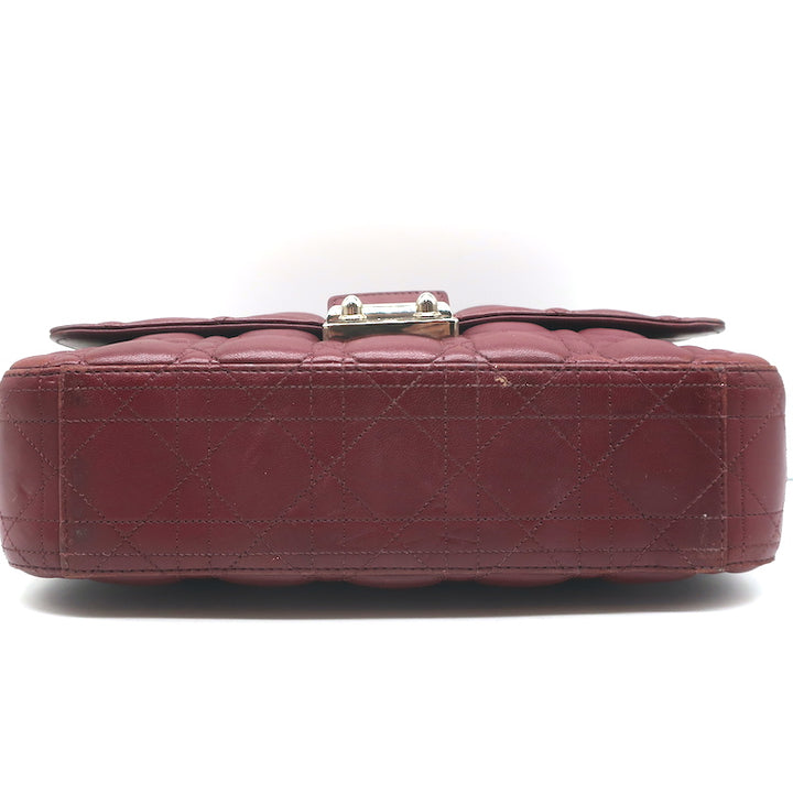 Christian Dior Miss Dior Long Chain Medium Flap Bag Burgundy Cannage Leather