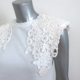 SEA Lace Applique Tee Zandra White Cotton Size Small Sleeveless Top
