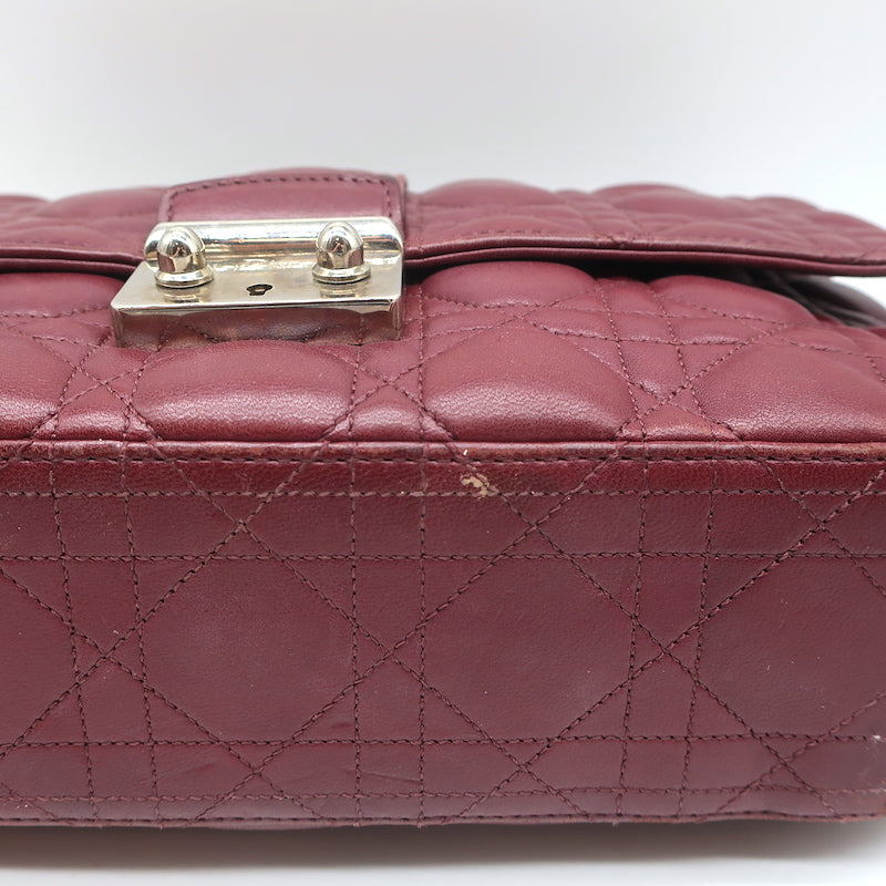 Christian Dior Miss Dior Long Chain Medium Flap Bag Burgundy Cannage Leather