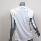 SEA Lace Applique Tee Zandra White Cotton Size Small Sleeveless Top