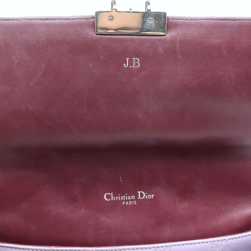 Christian Dior Miss Dior Long Chain Medium Flap Bag Burgundy Cannage Leather