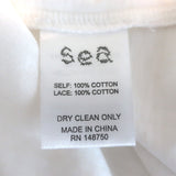 SEA Lace Applique Tee Zandra White Cotton Size Small Sleeveless Top