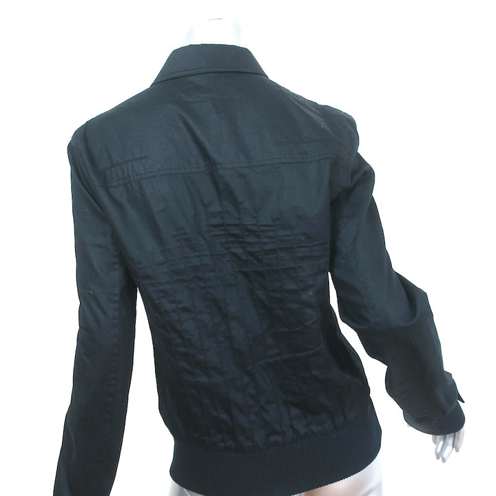 Christian Dior Bomber Jacket Black Pintucked Cotton Size 48 Unisex