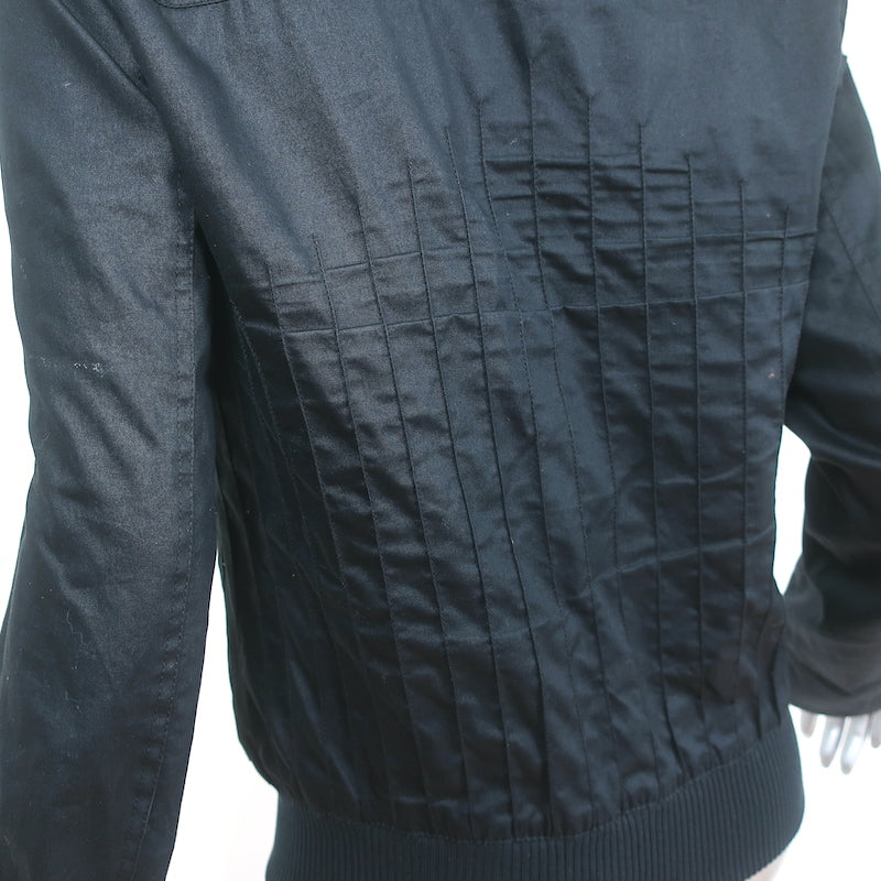Christian Dior Bomber Jacket Black Pintucked Cotton Size 48 Unisex