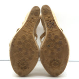 Jimmy Choo Porto Crisscross Espadrille Wedge Sandals Nude Patent Leather Size 39