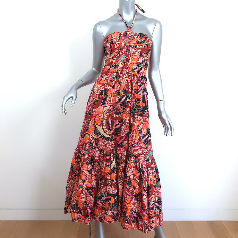 A.L.C. Halter Maxi Dress Adelle Red/Multicolor Printed Cotton Size 4 Celebrity Owned A.L.C. Halter Maxi Dress Adelle Red/Multicolor Printed Cotton Size 4 Celebrity Owned