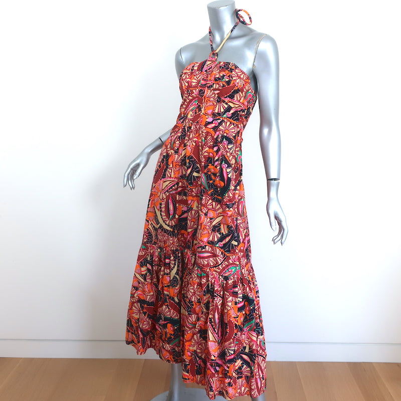 A.L.C. Halter Maxi Dress Adelle Red/Multicolor Printed Cotton Size 4