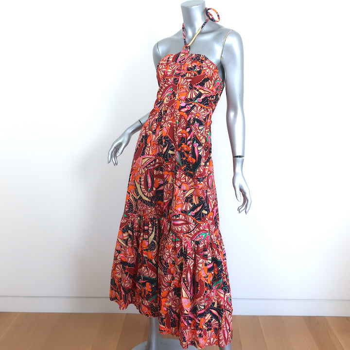 A.L.C. Halter Maxi Dress Adelle Red/Multicolor Printed Cotton Size 4