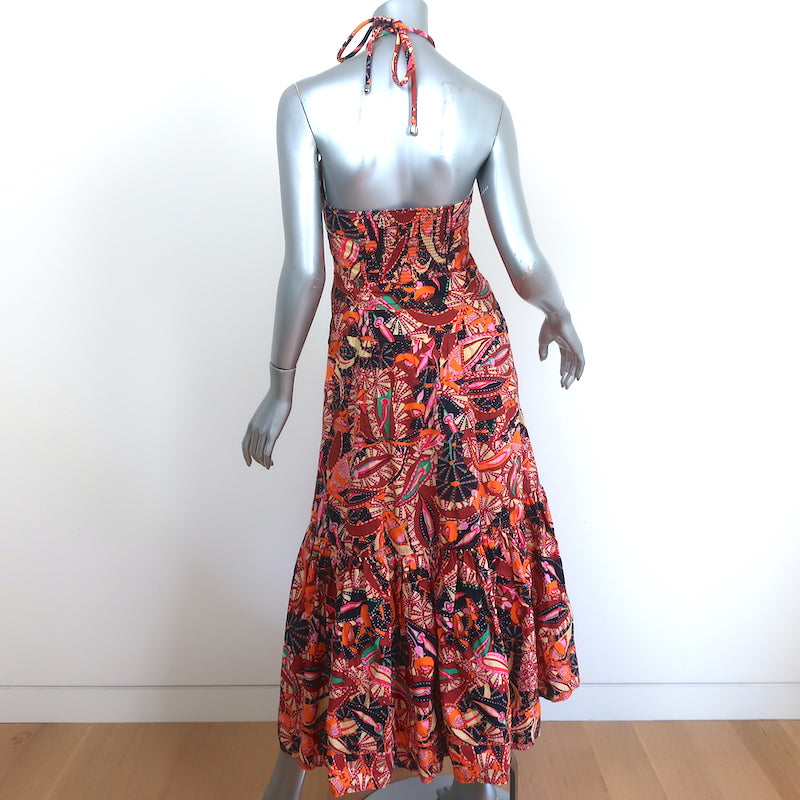 A.L.C. Halter Maxi Dress Adelle Red/Multicolor Printed Cotton Size 4