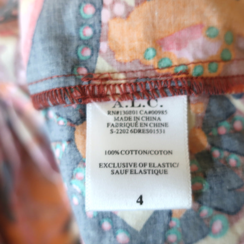 A.L.C. Halter Maxi Dress Adelle Red/Multicolor Printed Cotton Size 4