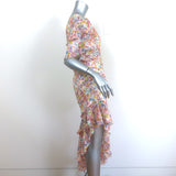 AMUR Asymmetric One-Shoulder Dress Clayton Floral Print Ruffled Silk Size 8 NEW