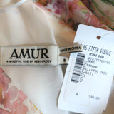 AMUR Asymmetric One-Shoulder Dress Clayton Floral Print Ruffled Silk Size 8 NEW