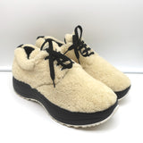 Celine Delivery Shearling Platform Sneakers Ecru Size 41