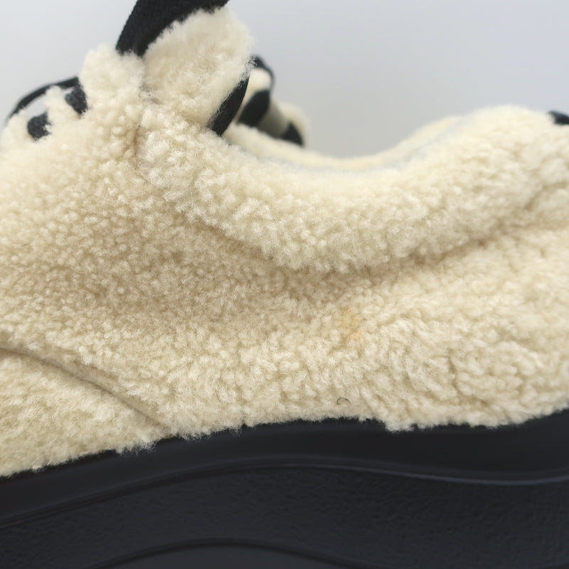 Celine Delivery Shearling Platform Sneakers Ecru Size 41