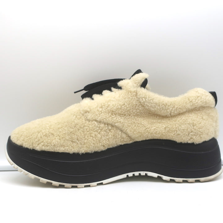 Celine Delivery Shearling Platform Sneakers Ecru Size 41