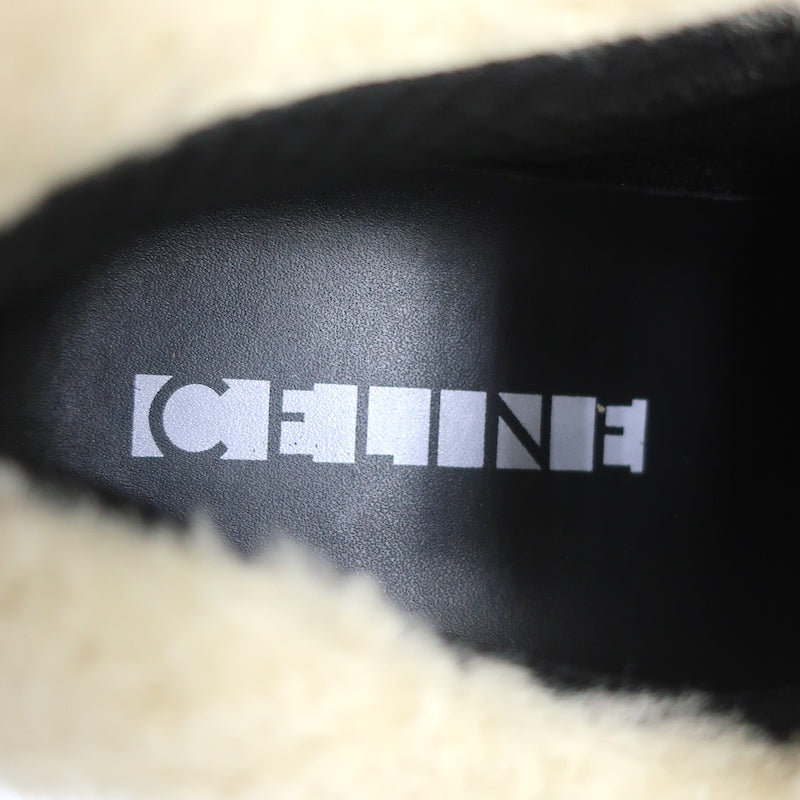 Celine Delivery Shearling Platform Sneakers Ecru Size 41