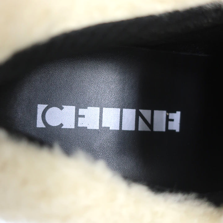 Celine Delivery Shearling Platform Sneakers Ecru Size 41