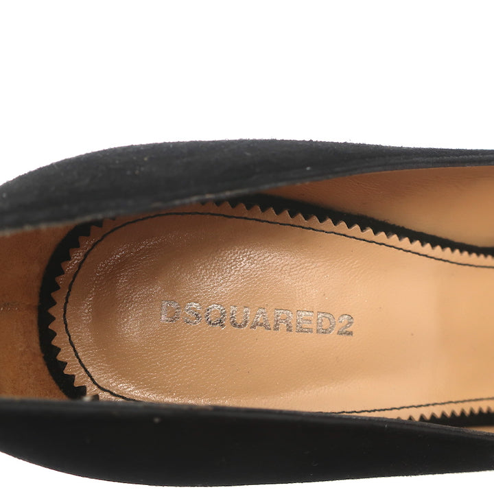 Dsquared2 Pumps Black Suede &amp; Leopard Calf Hair Size 40 Square Toe Heels