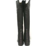 Sergio Rossi Over the Knee Flat Boots Dark Brown Grained Leather Size 37