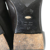 Sergio Rossi Over the Knee Flat Boots Dark Brown Grained Leather Size 37