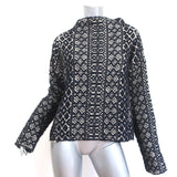 Giada Forte Pullover Sweater Navy Wool-Blend Geometric Textured Knit Size II