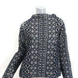 Giada Forte Pullover Sweater Navy Wool-Blend Geometric Textured Knit Size II