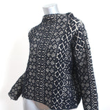 Giada Forte Pullover Sweater Navy Wool-Blend Geometric Textured Knit Size II