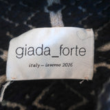 Giada Forte Pullover Sweater Navy Wool-Blend Geometric Textured Knit Size II